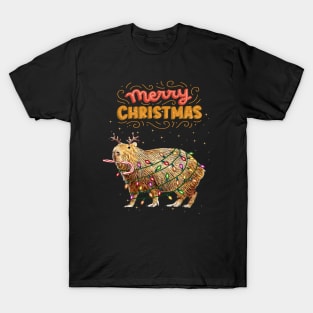 Capybara Merry Christmas and christmas lights, Capybara Pets, Cute capybara T-Shirt